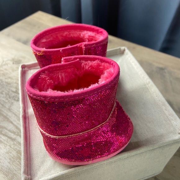 Build A Bear Boots Shoes Pink Glitter Sparkle Fur Accessory Clothing BABW - Picture 4 of 6
